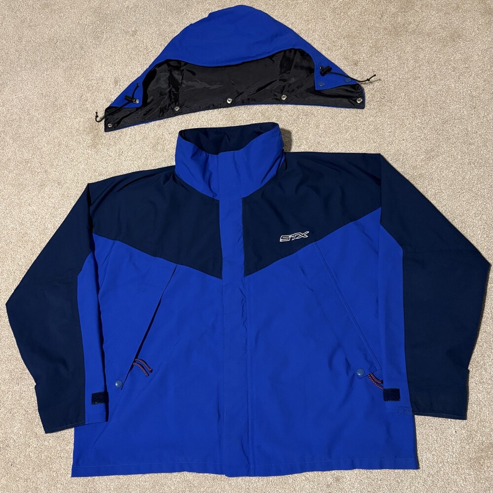 VTG STX Lacrosse GoreTex Men XL Windbreaker Covertable Rain Jacket Gorpcore Blue